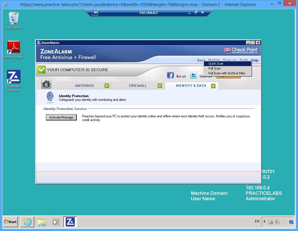 Practice Labs screenshot.